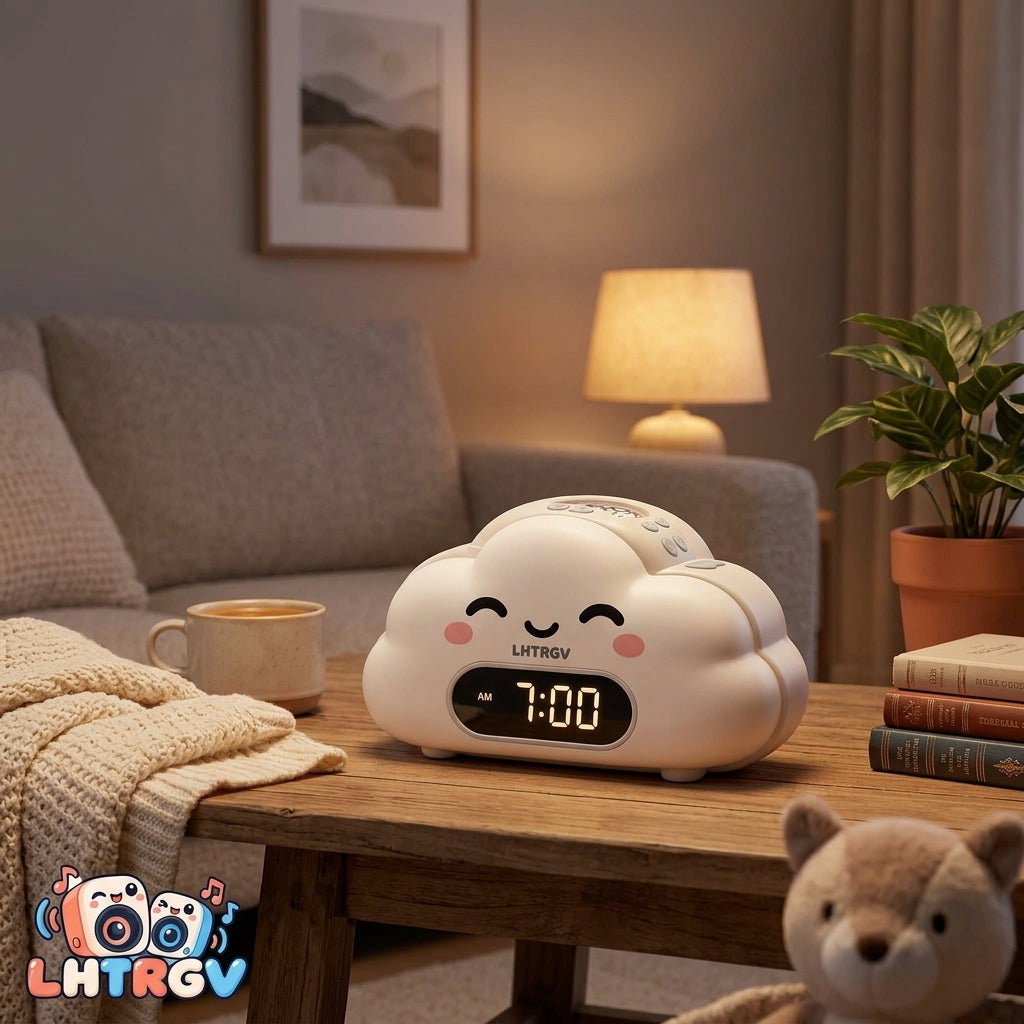 LHTRGV Cute Cloud Kids Alarm Clock with Star Projector & Warm Night Light, Sleep Trainer for Toddler Bedroom - image 2
