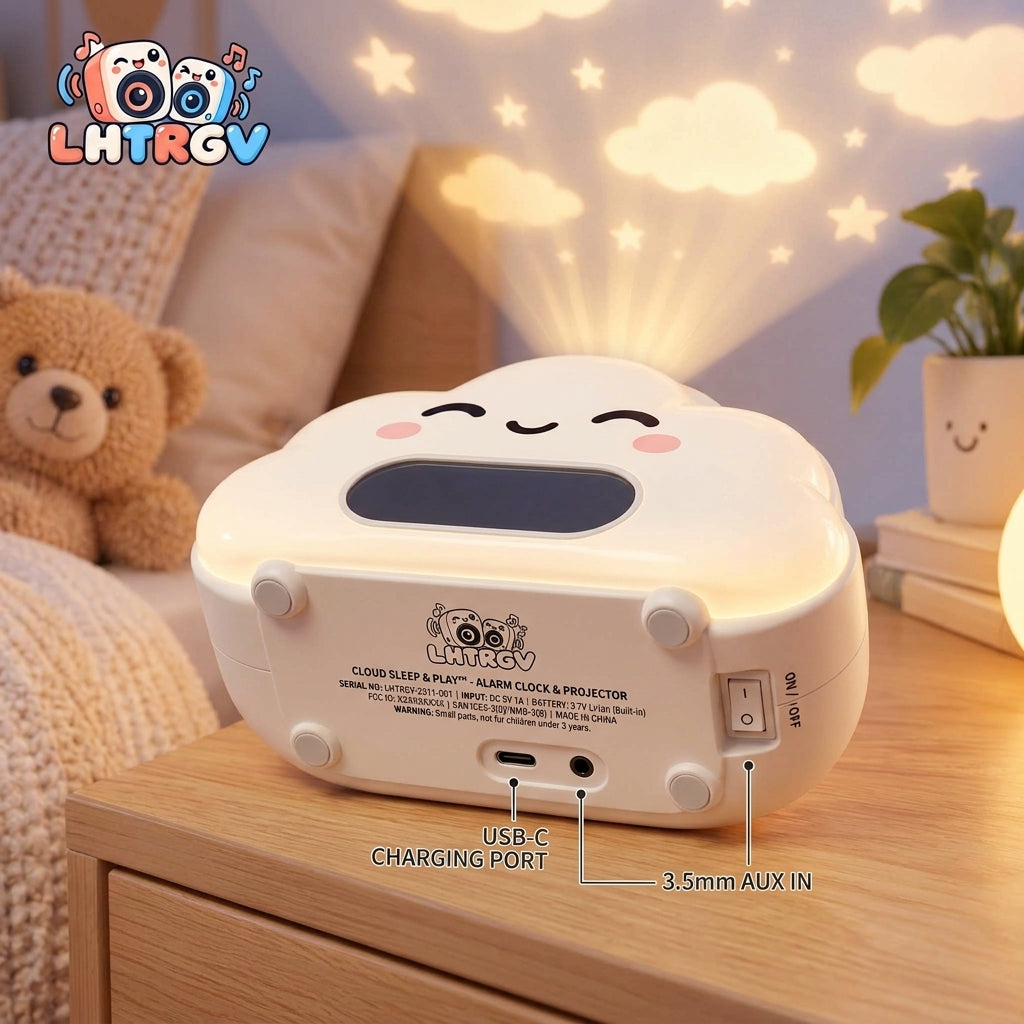 LHTRGV Cute Cloud Kids Alarm Clock with Star Projector & Warm Night Light, Sleep Trainer for Toddler Bedroom - image 3