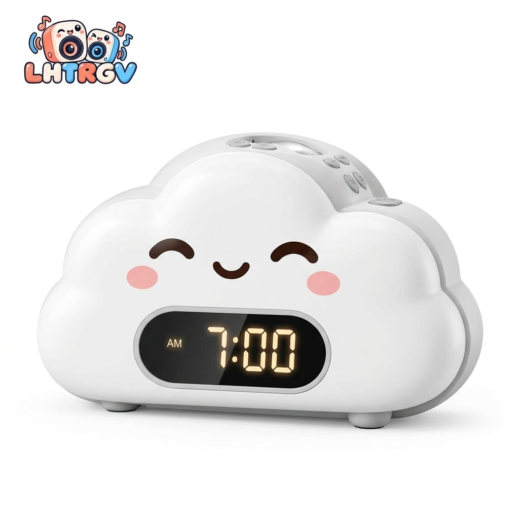 LHTRGV Cute Cloud Kids Alarm Clock with Star Projector & Warm Night Light, Sleep Trainer for Toddler Bedroom - image 4