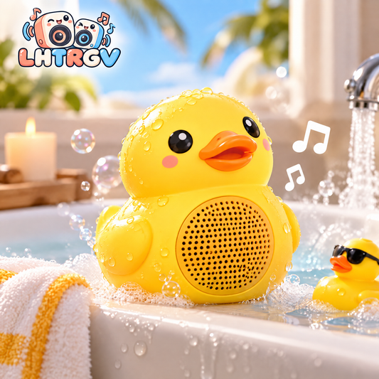 LHTRGV Cute Yellow Duck Waterproof Floating Bluetooth Speaker for Bath, Pool & Shower