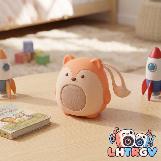 LHTRGV Cute Fox Portable Bluetooth Speaker – Wireless Kids Audio Player with Flexible Hanging Tail for Strollers, Cribs, Bedtime Stories & Travel