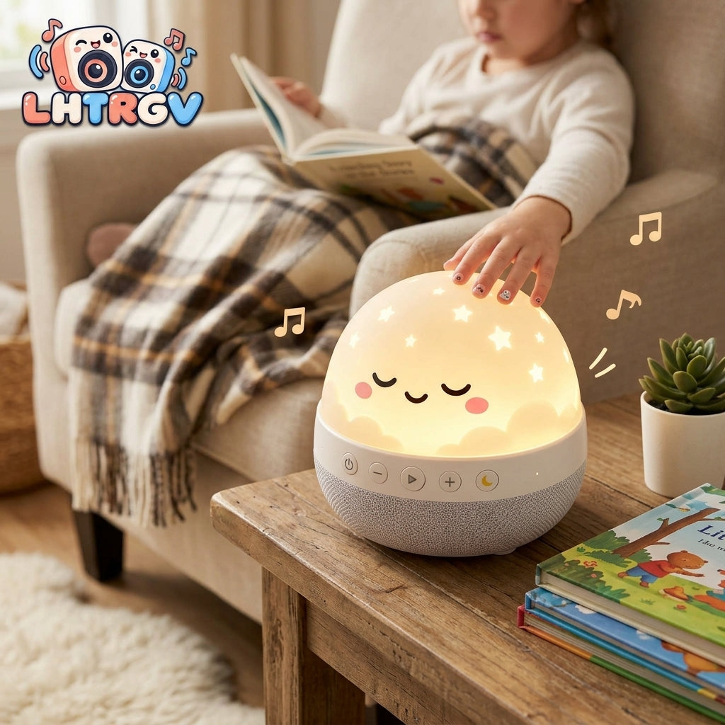 LHTRGV Baby Sound Machine & Starry Night Light – Cute Cloud Bedside Sleep Soother with Soothing Sounds & Fabric Speaker Base for Nursery, Newborns & Toddlers - image 2