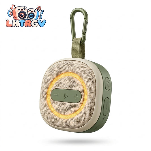 LHTRGV Portable Outdoor Bluetooth Speaker with Warm Ambient Ring Light & Carabiner Clip, Fabric Wireless Camp Speaker - image 4