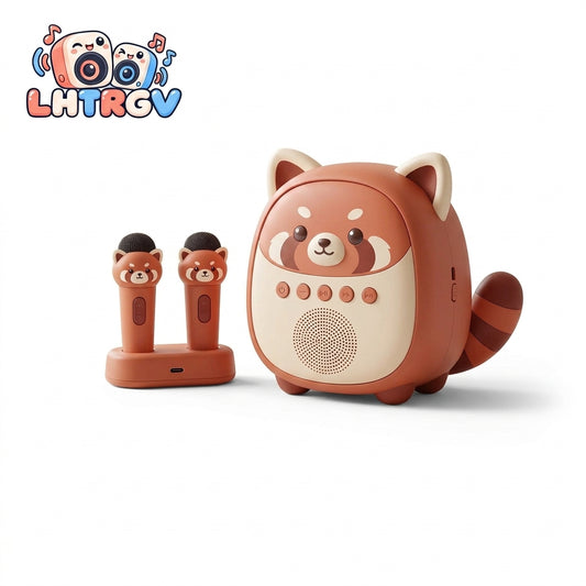 LHTRGV Kids Karaoke Machine with 2 Wireless Microphones & Charging Dock – Cute Red Panda Bluetooth Speaker for Toddlers & Children - image 4